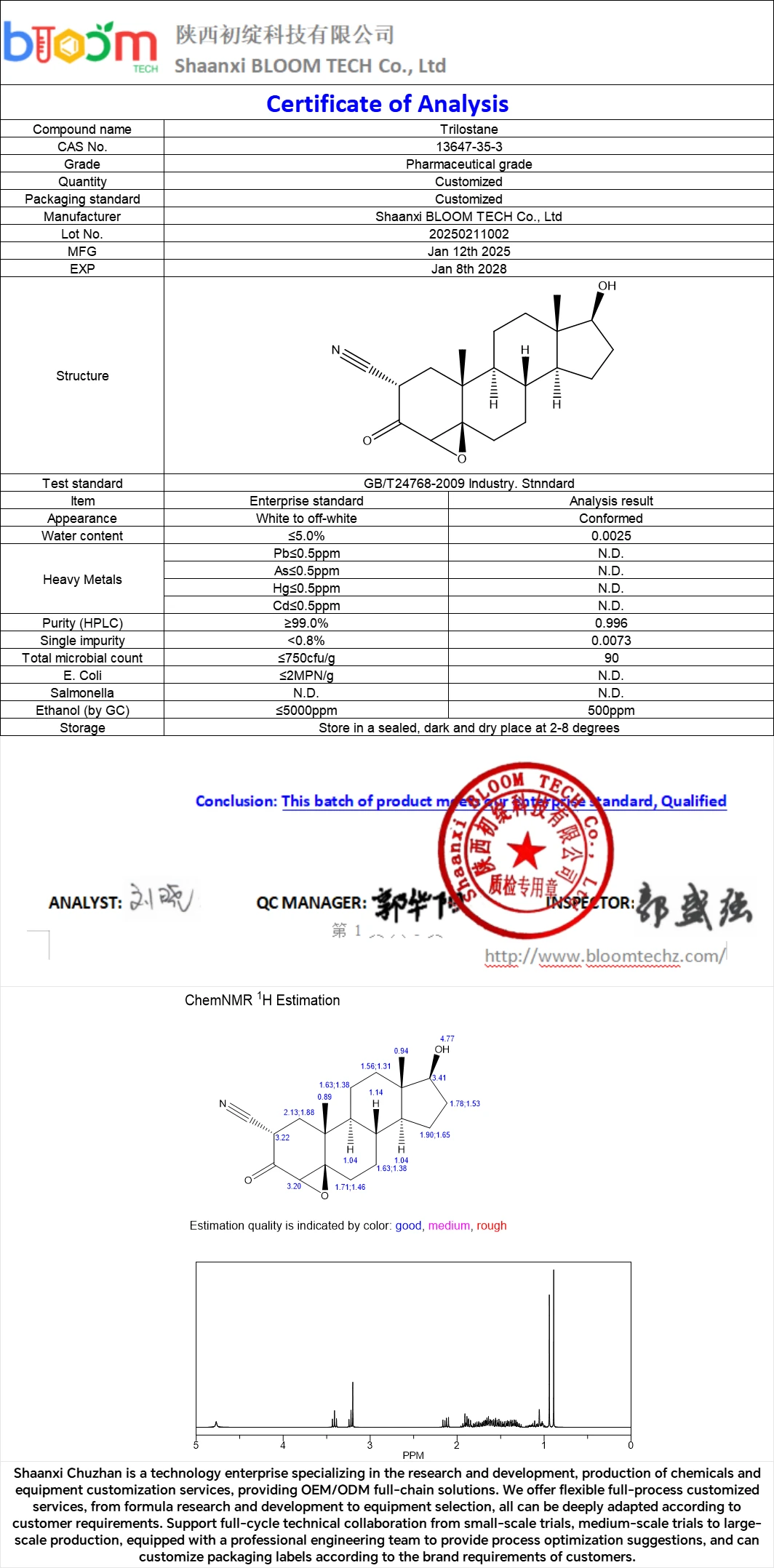 Trilostane | Shaanxi BLOOM Tech Co., Ltd Trilostane | Shaanxi BLOOM Tech Co., Ltd